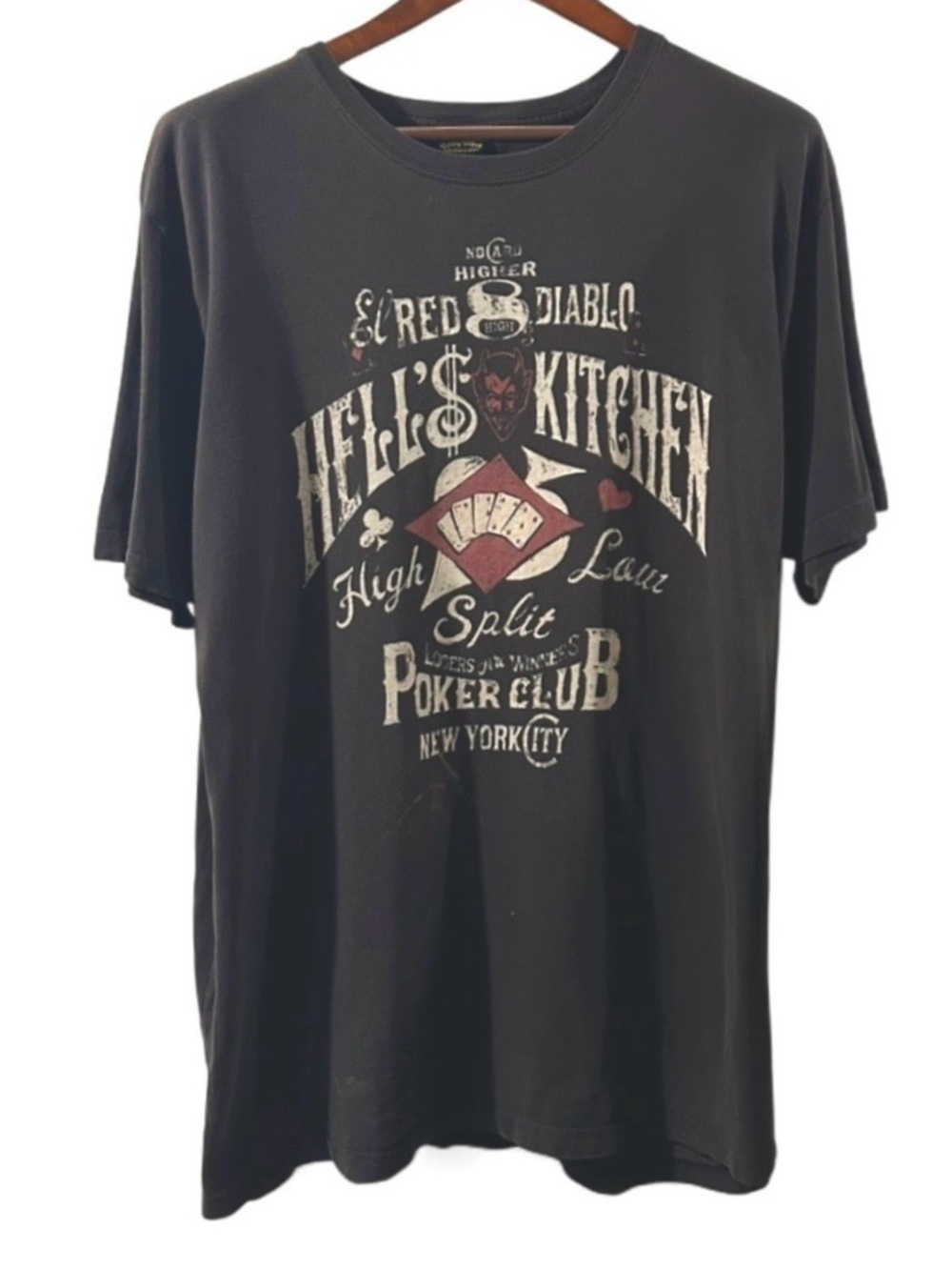 VTG Lucky Brand Hell’s Kitchen Poker Club Grunge Graphic T-shirt Size Men’s XXL